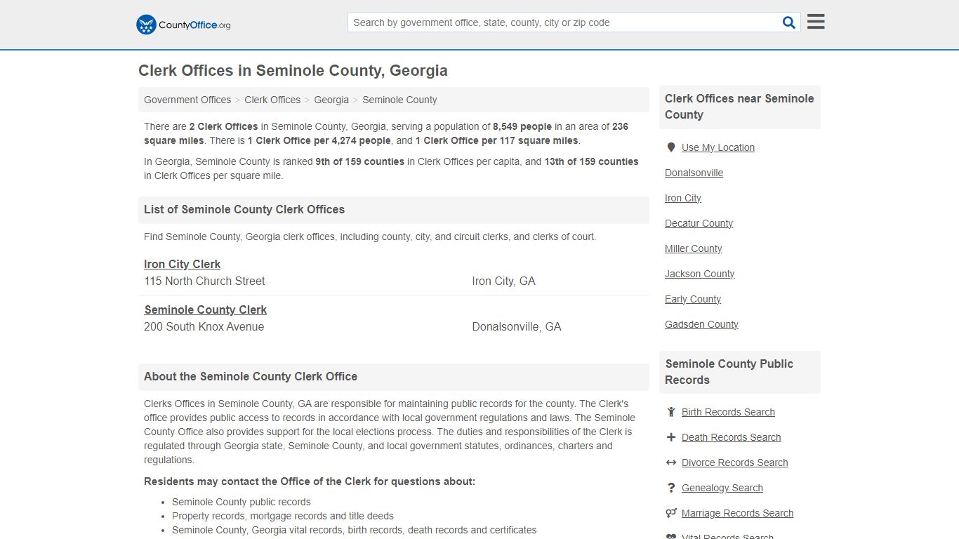 Clerk Offices - Seminole County, GA (County & Court Records)